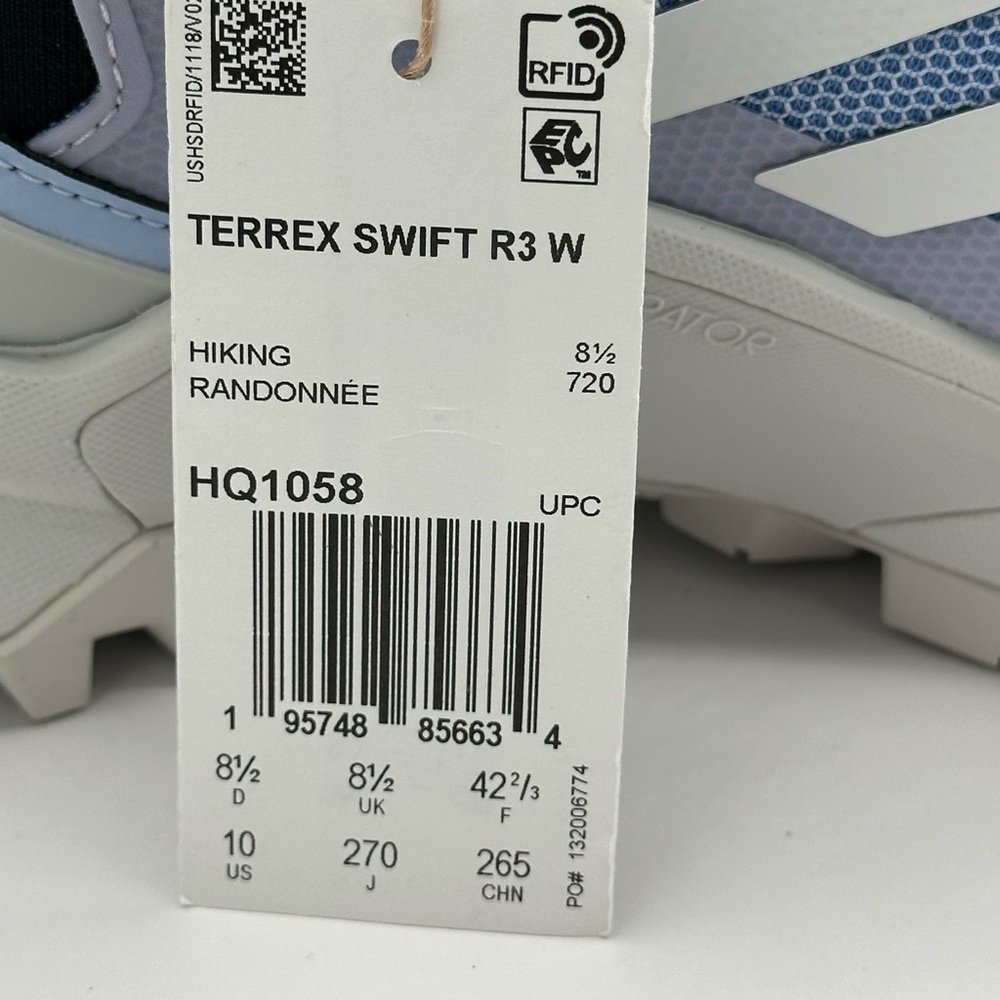 Women’s Adidas Hiking Shoes Size 10 Terrex Swift R3 Blue Dawn HQ1058 New - Picture 9 of 9